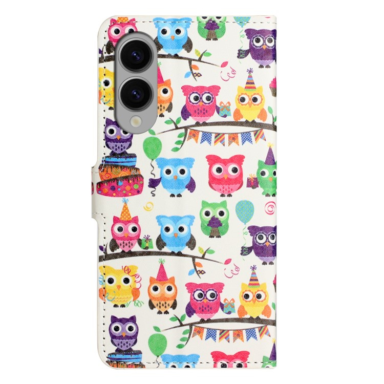 Samsung Galaxy S25 Edge Leder Tasche - Eulen Party