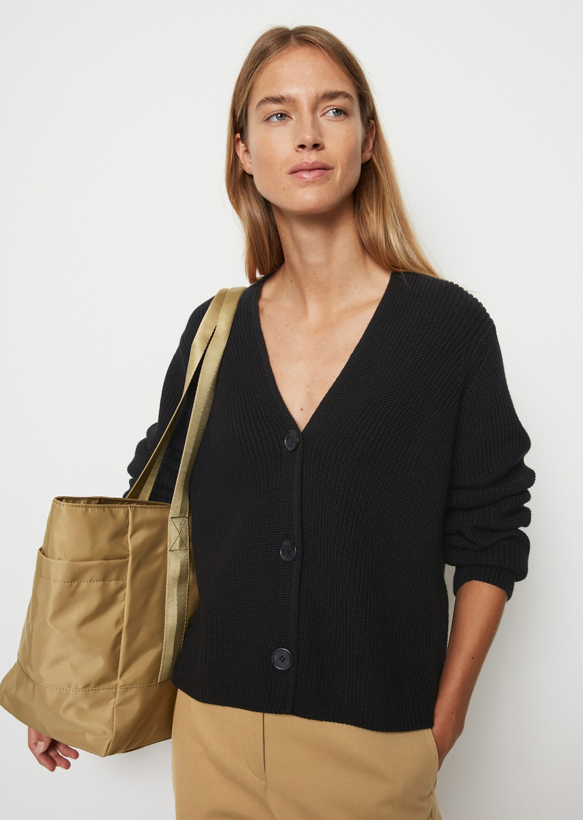 V-Neck-Cardigan relaxedaus Heavy-Weight-Organic-Cotton
