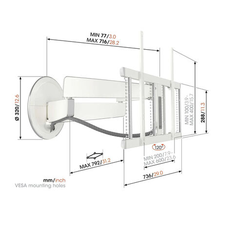 Vogel’s TVM 7675 – gemotoriseerde muurbeugel voor TV’s van 40-77” Wit