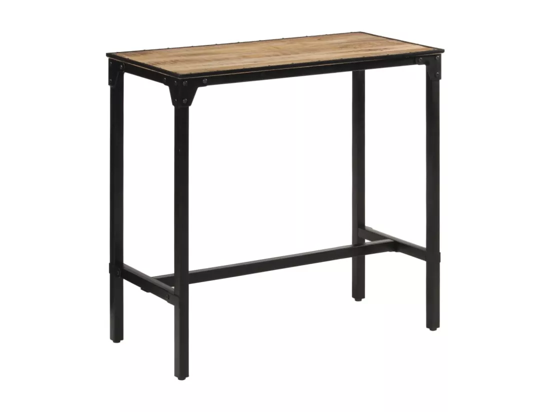 Table de bar 110x55x107 cm bois de manguier massif brut