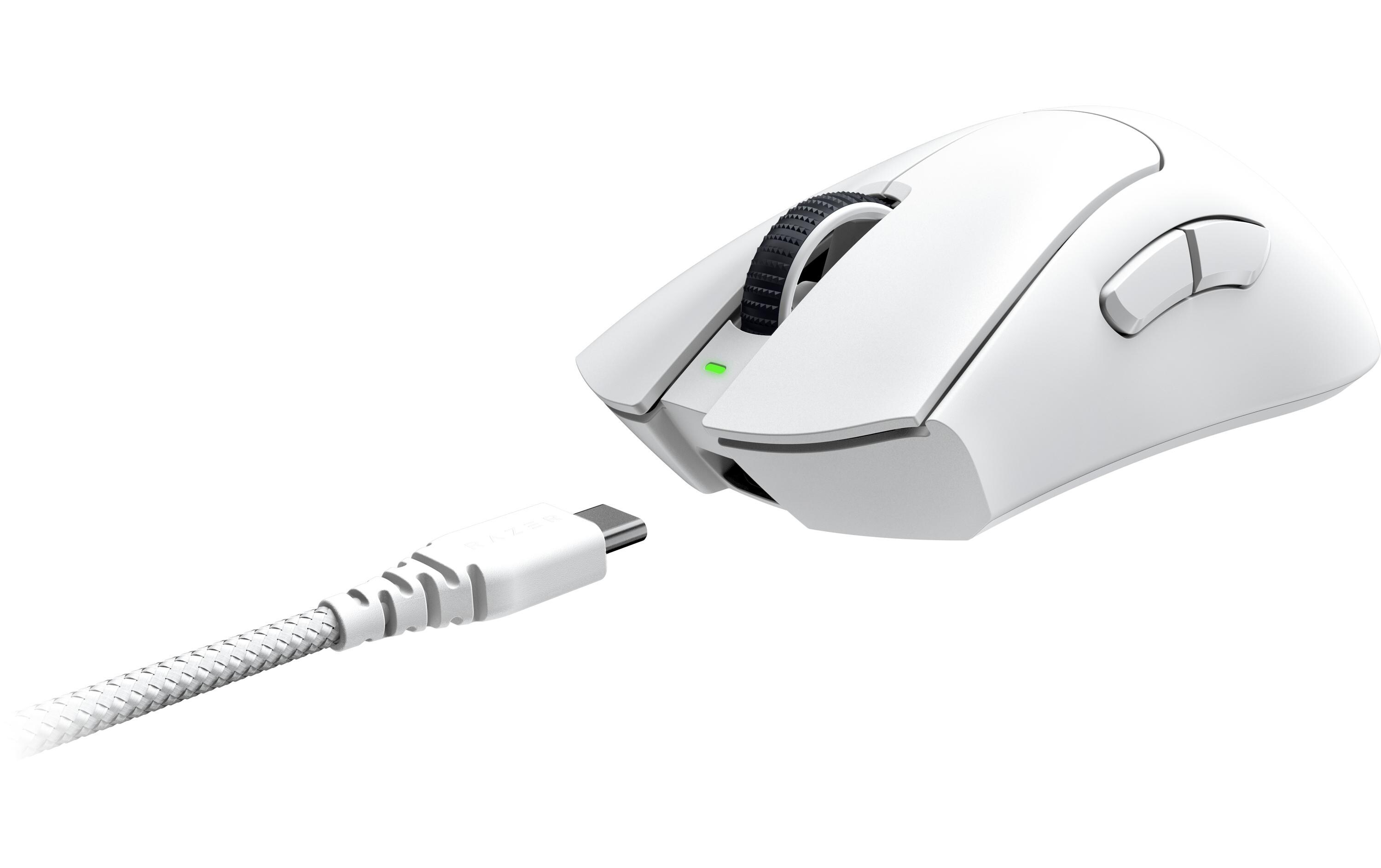 Gaming-Maus DeathAdder V3 Pro WeissLeichte, kabellose Gaming-Maus mit 30'000 dpi und einer Batterielebensdauer von bis zu 90 Stunden