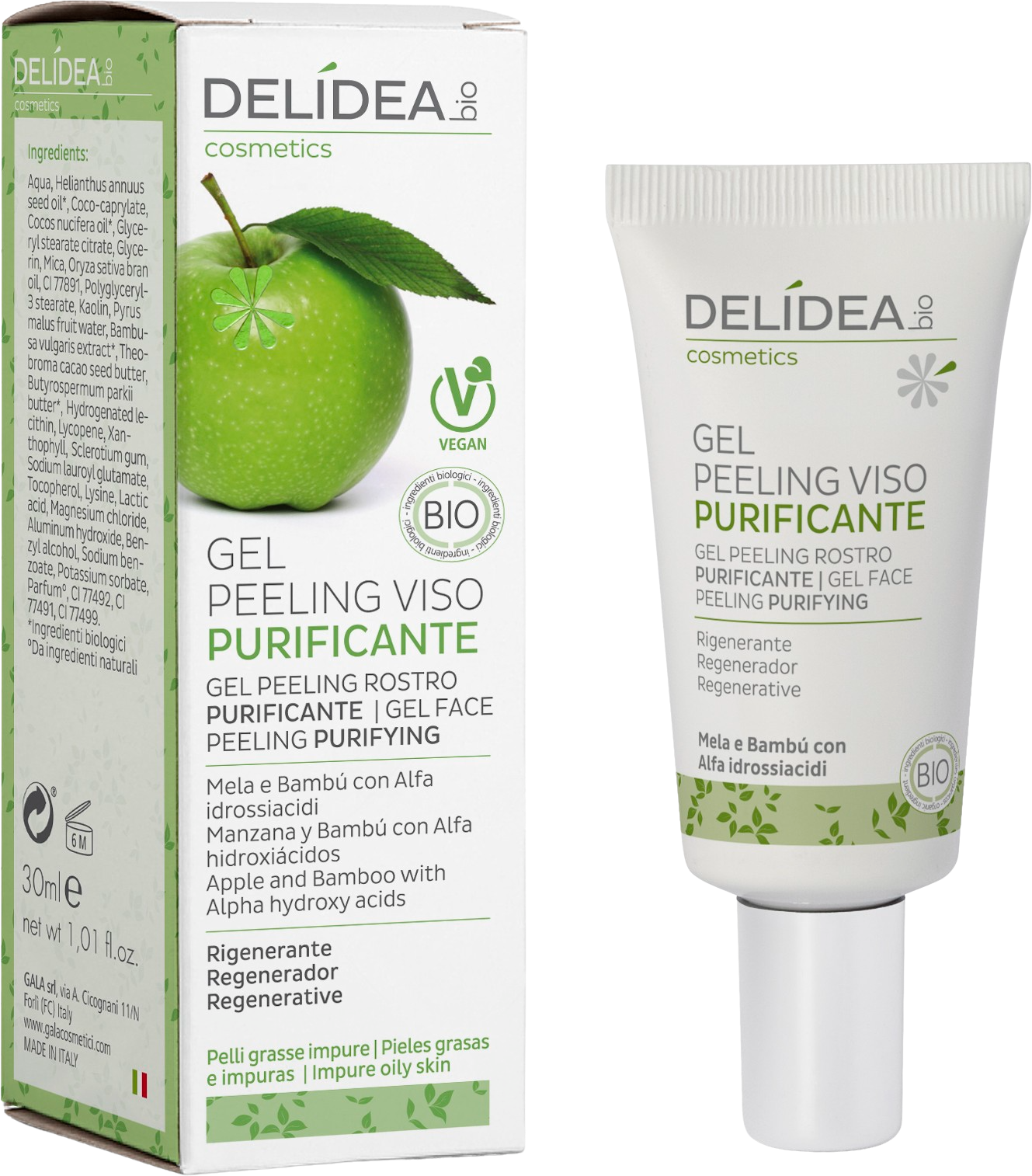DELIDEA   Apple & Bamboo Purifying Face Peeling Gel, 30 ml