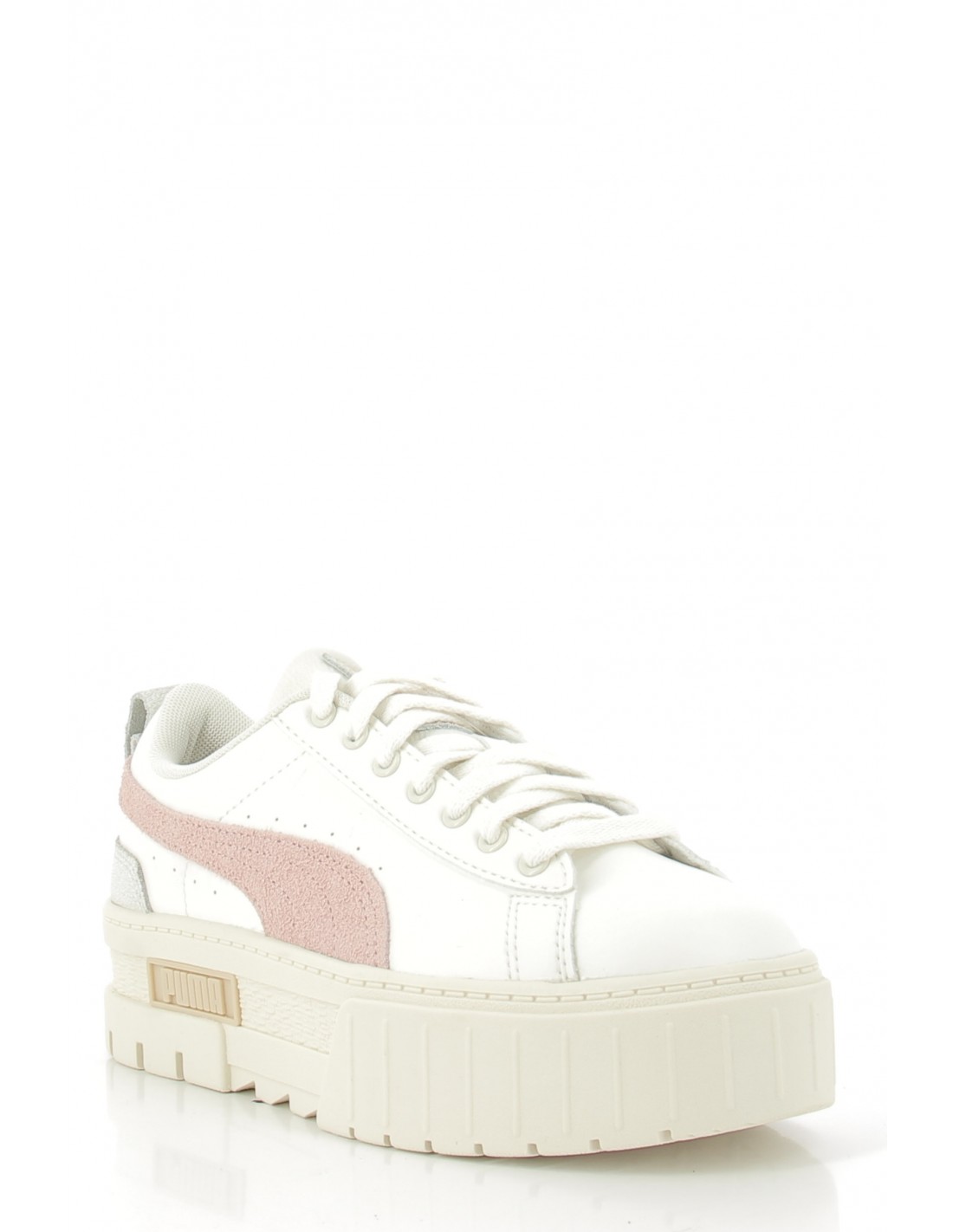 puma Sneakers compensées femme mayze thrifted cuir blanc/rose
