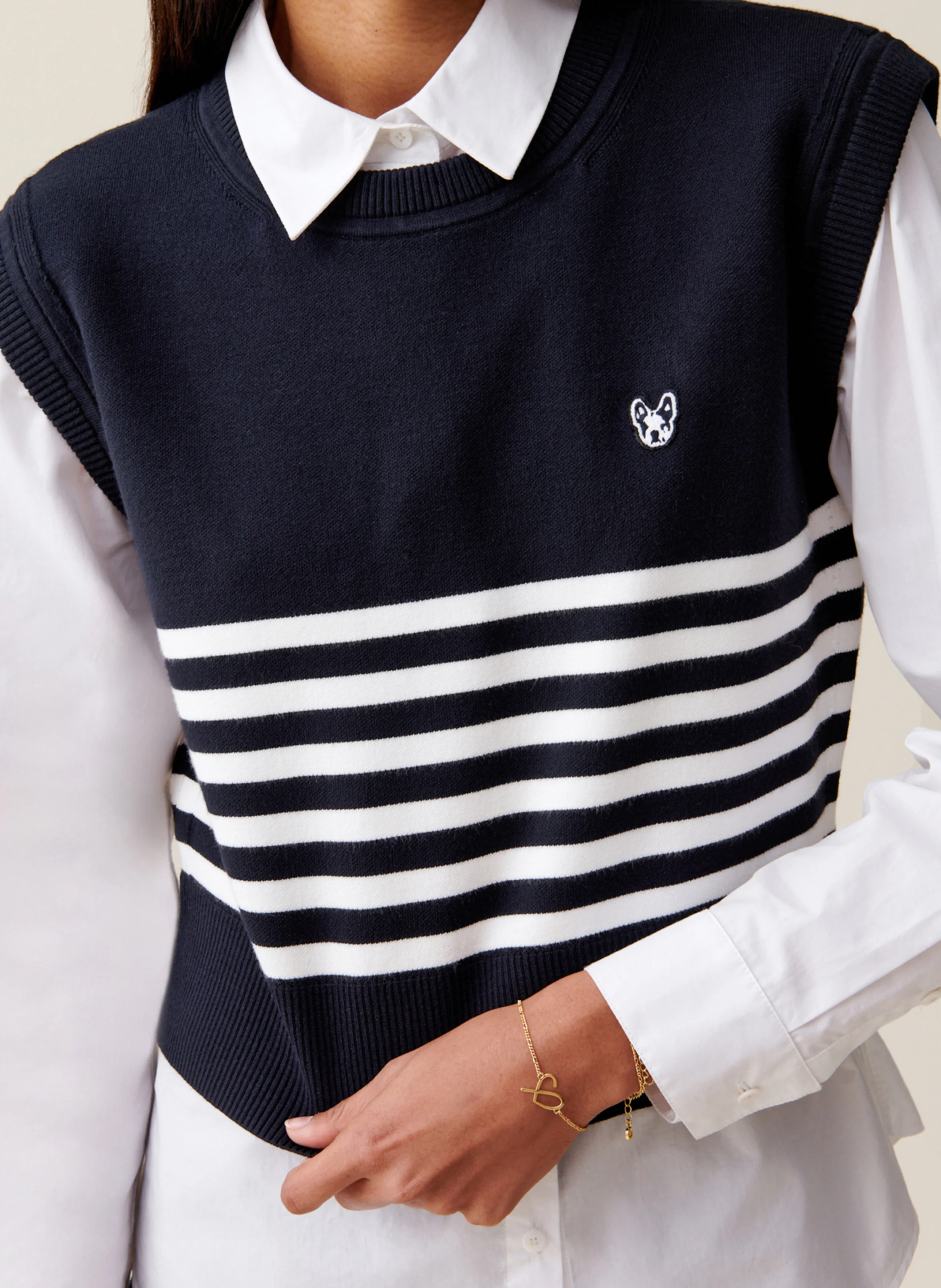 Pull col rond rayé | Multicolore