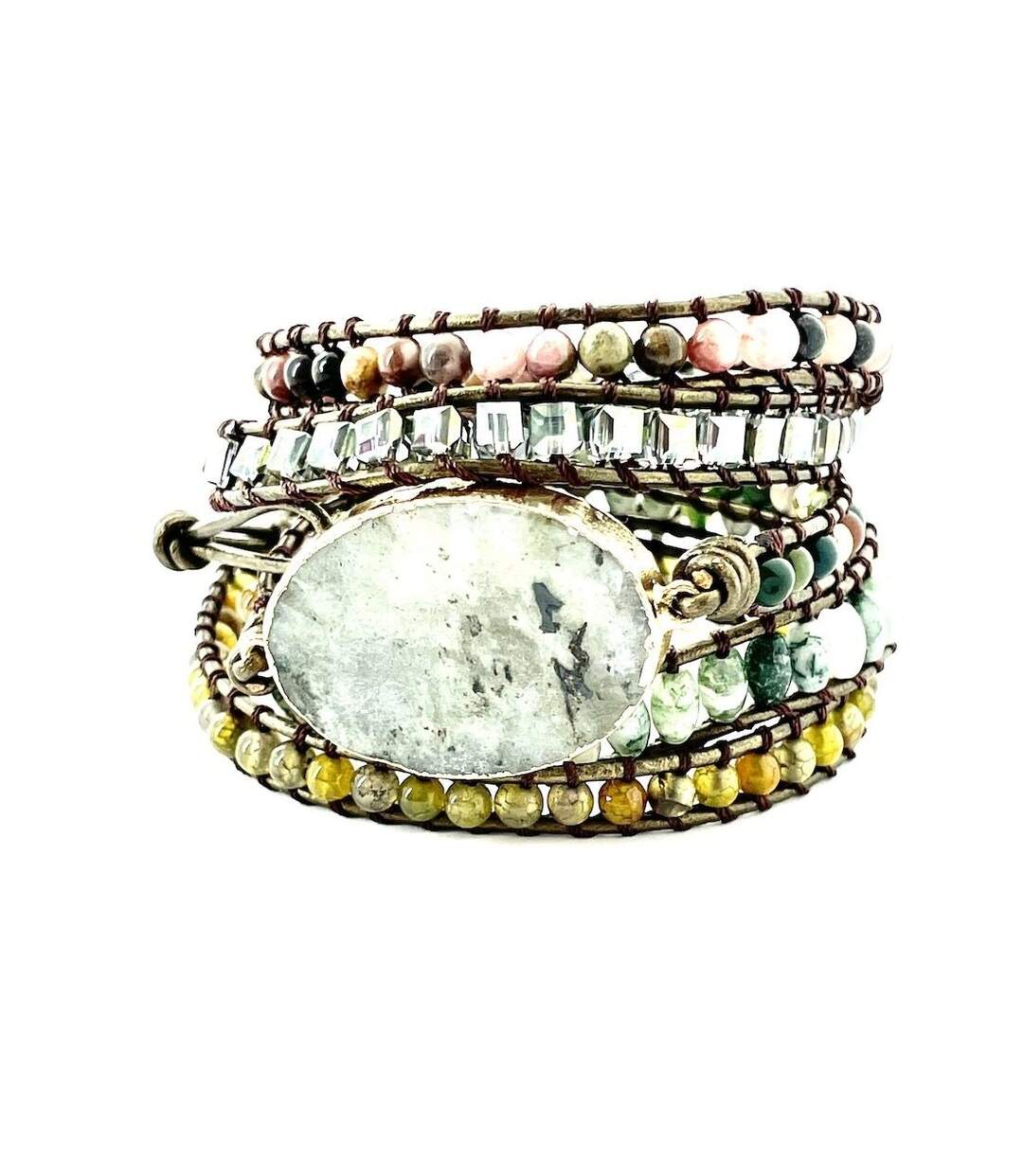 Bracelet paix labradorite et rhodonite