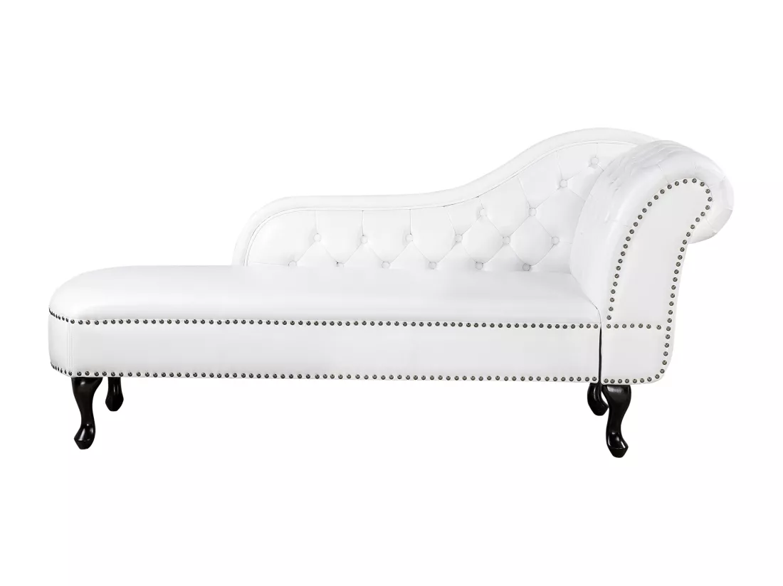 Méridienne Chesterfield blanche brillante côté droit NIMES