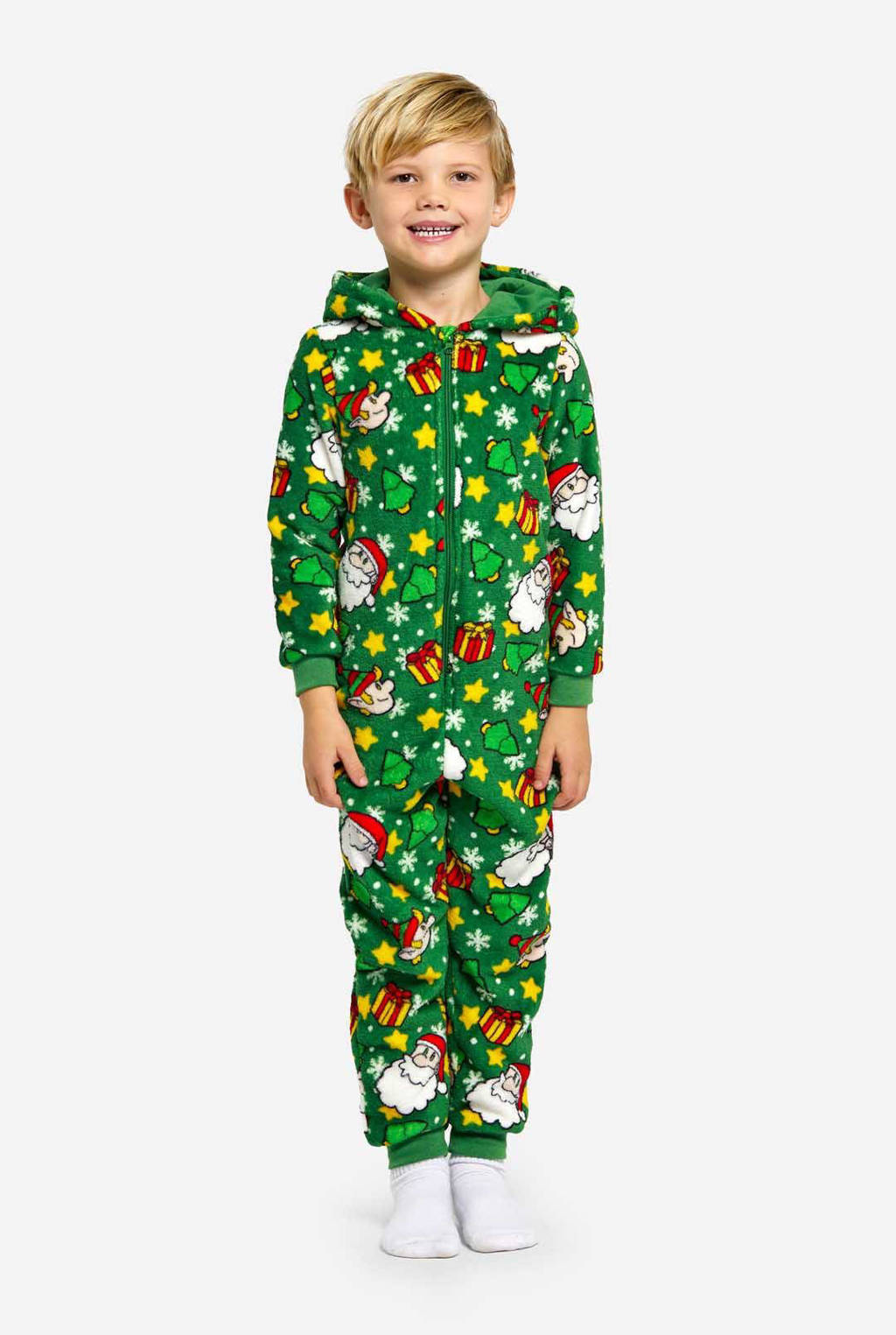 Suitmeister onesie Santa Elves met all over print groen