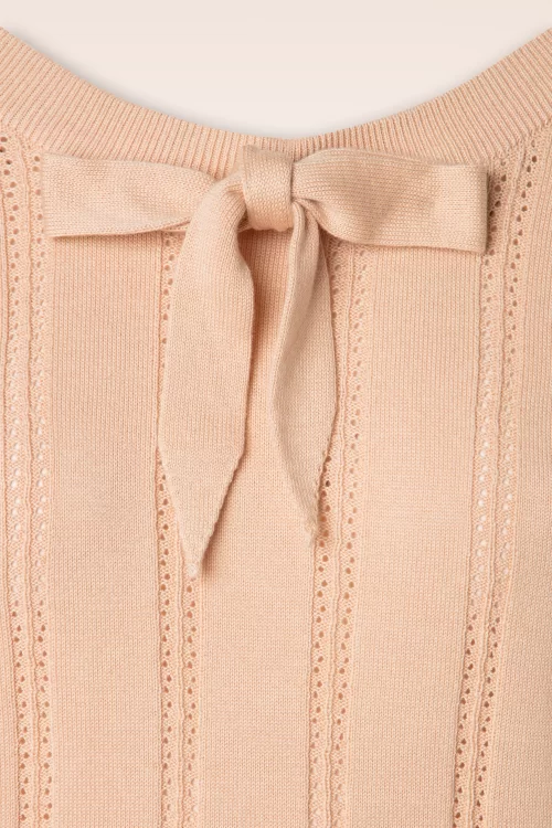 Banned Retro Belle Bow Pointelle top in beige