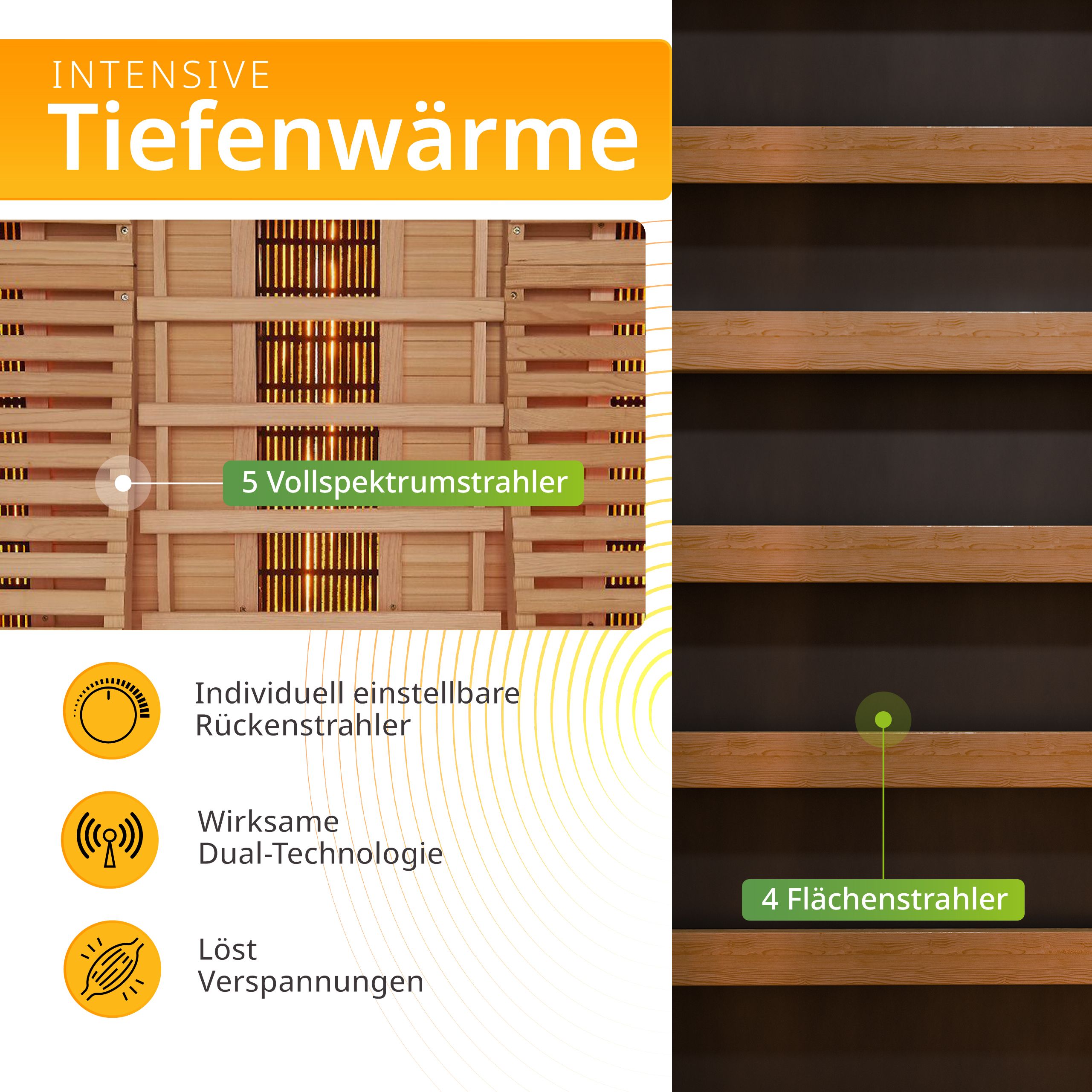 Artsauna Infrarotkabine Helsinki 150 mit Dual Technologie & LED - 3 Personen Wärmekabine Schwarz