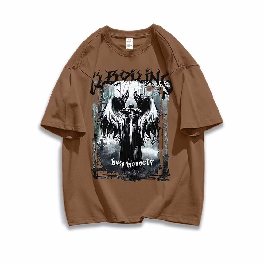Kupyd - T-shirt met ronde hals, elleboogmouwen en grafische print