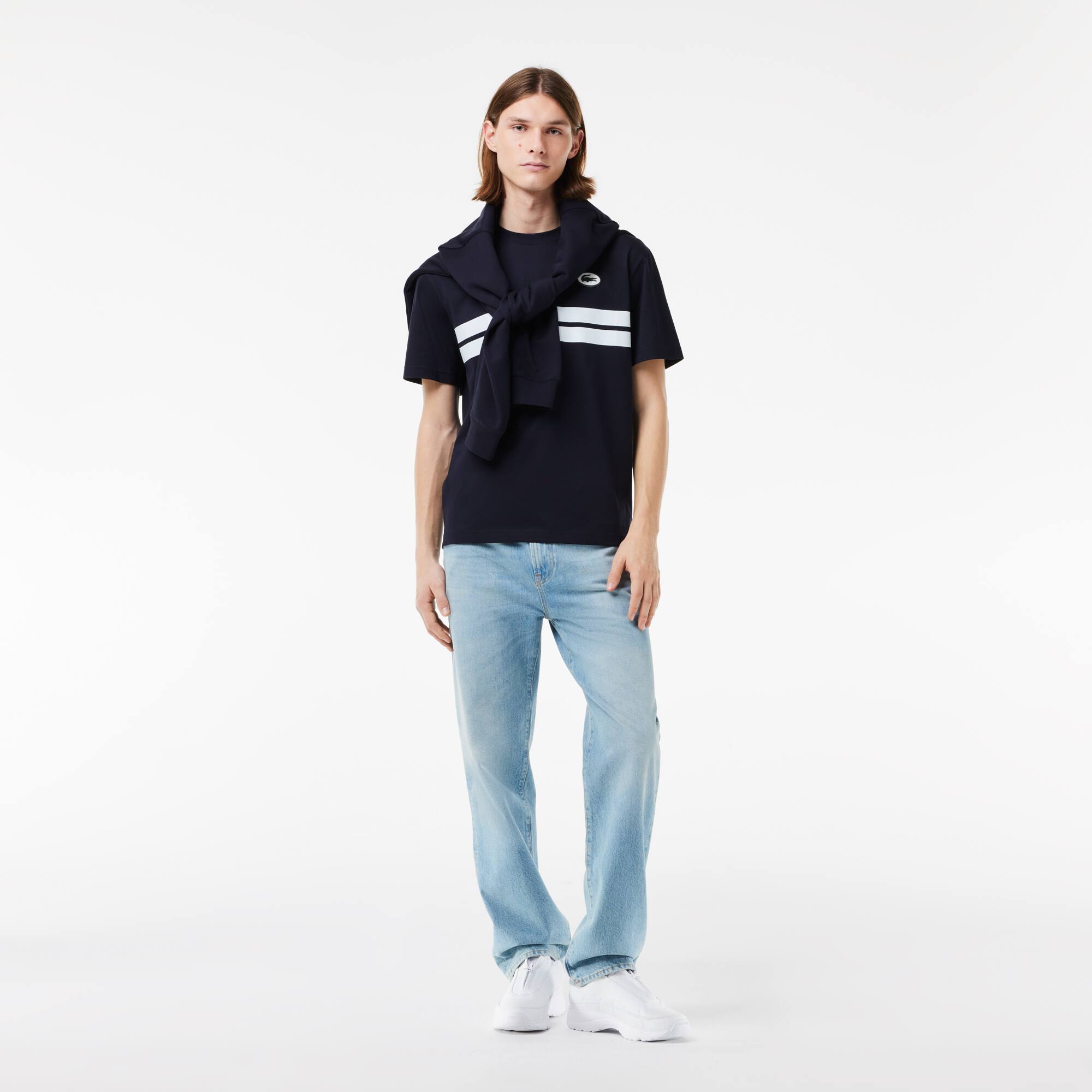 T-shirt en coton avec imprimé inspiré des archives T-Shirts - Bleu - Lacoste - Homme