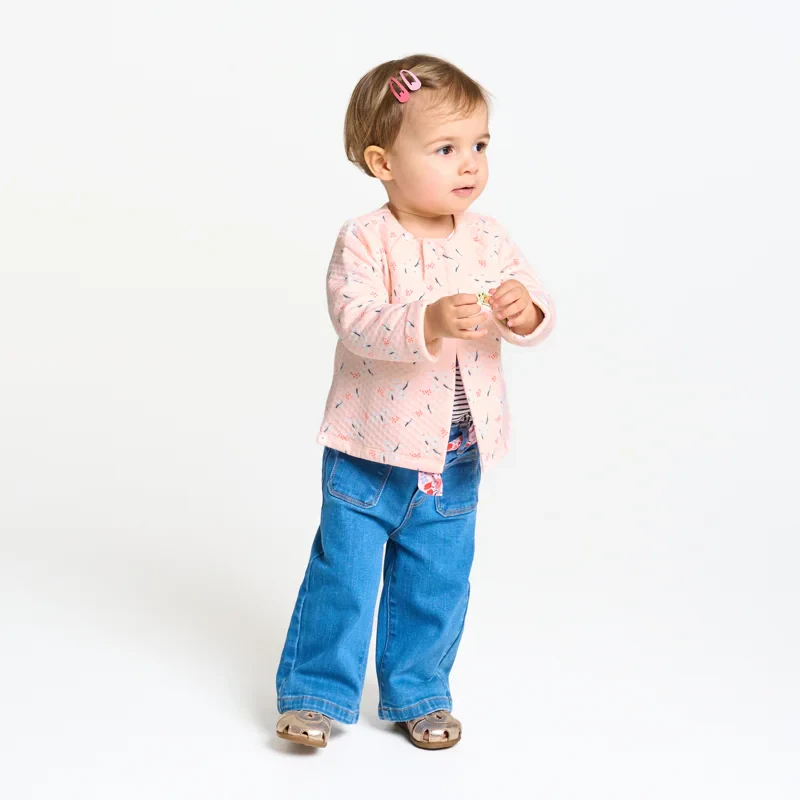 Cardigan fleuri jersey rose bébé fille Rose
