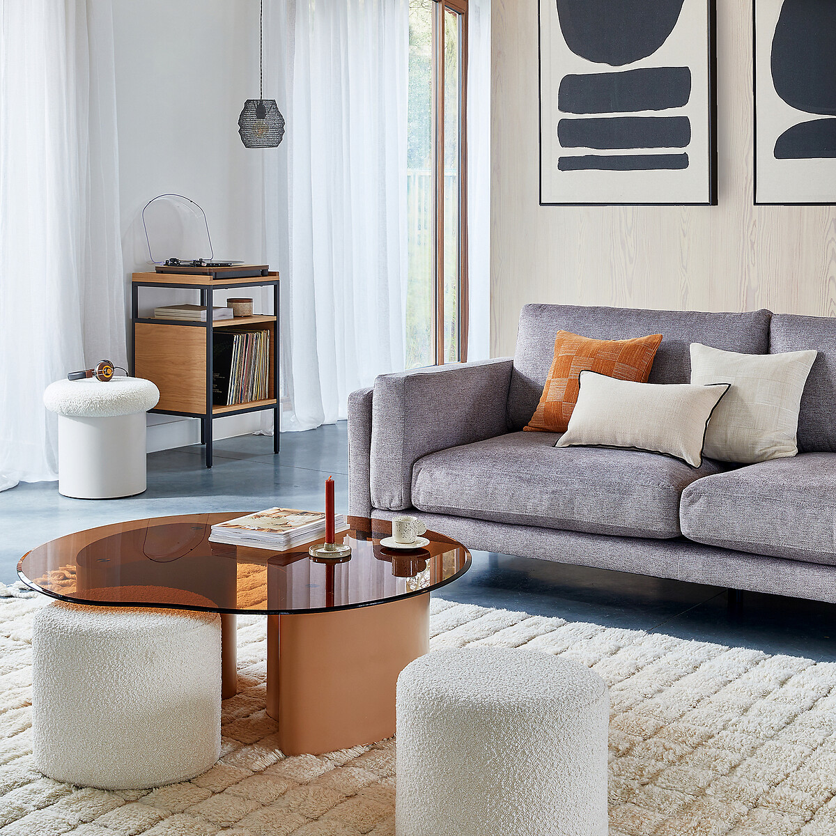 LA REDOUTE INTERIEURS<br>Mesa de centro com 2 pufes, Poglio
