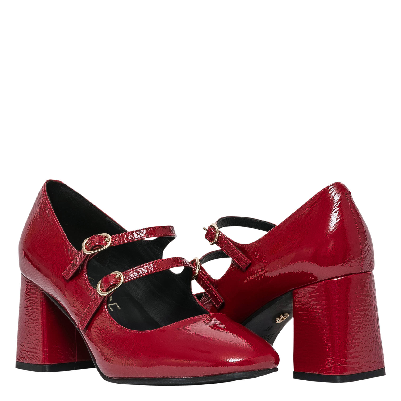 IZA - Babies à talons en cuir vernis | Rouge