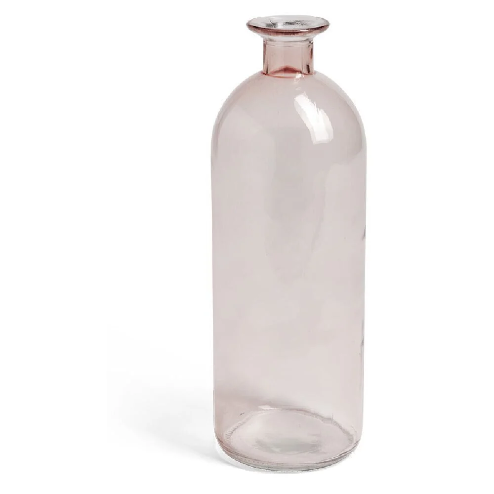 Vase verre rose transparent Ø9xH27cm