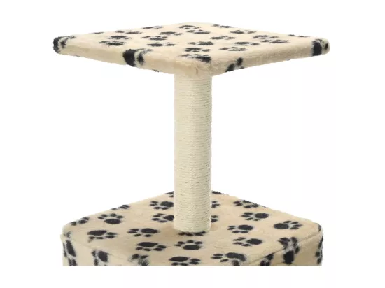 Arbre à chat avec griffoirs en sisal 55 cm Beige Motif de pattes