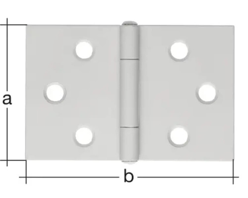Breed scharnier met geklonken roestvrijstalen pen, 60 x 90 mm, roestvrij staal