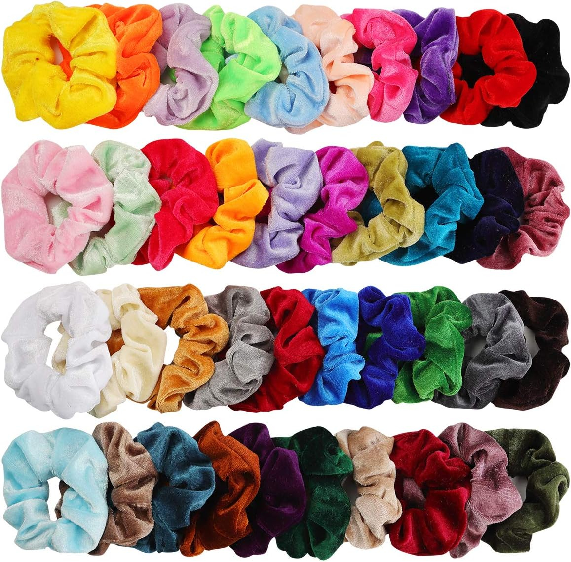 (40er Set) Ø5cm Scrunchies Elastische Samt Haargummis Haarschmuck Haarband - Bunt