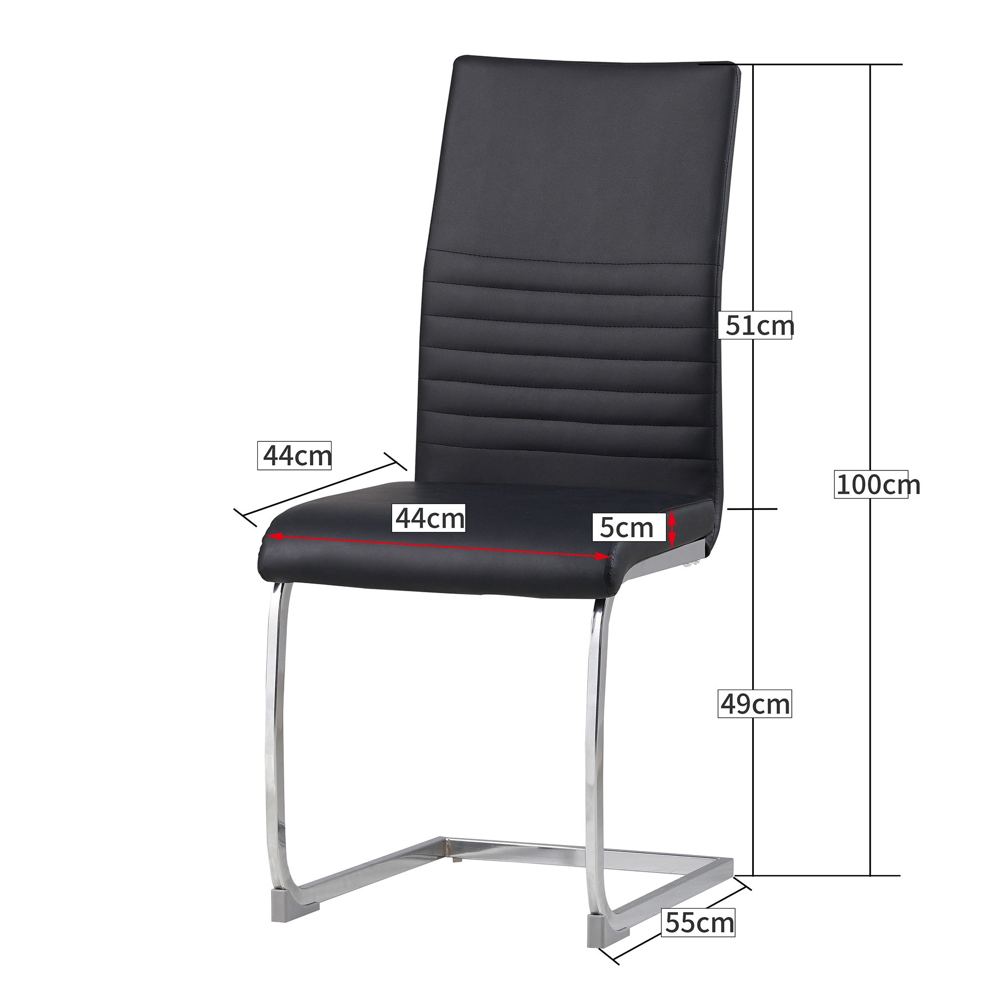 Albatros Freischwinger Stühle 4er Set BURANO, Schwarz - Esszimmerstuhl Schwingstuhl, modernes Design, Kunstleder-Bezug, dicke Polsterung - Küchenstuhl, Polsterstuhl, Stuhl Esszimmer Esstisch