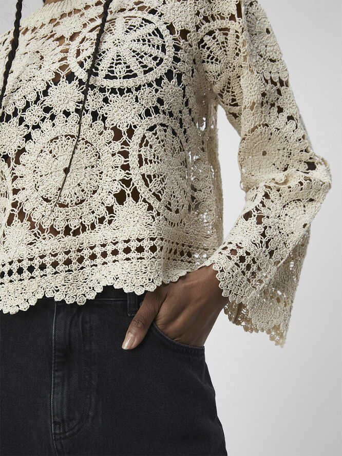 Object OBJPETRA L/S KNIT PULLOVER 132 Sandshell
