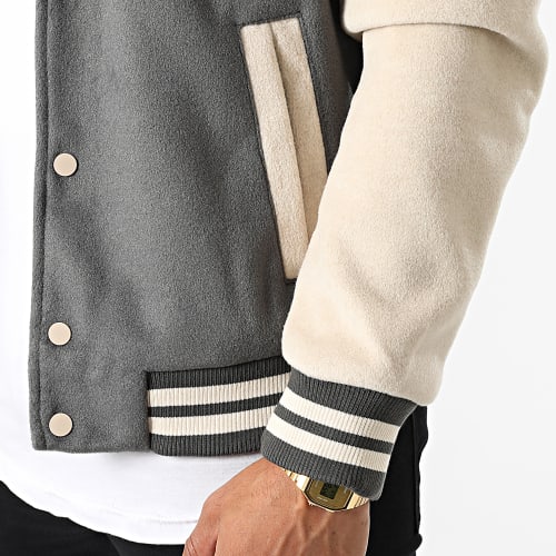 Veste Teddy Gris Anthracite Beige
