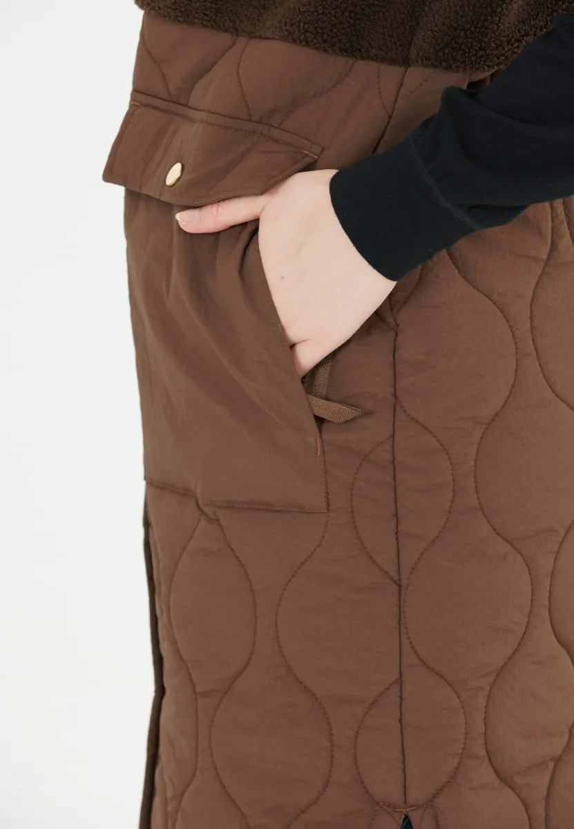 Weather Report Hollie W Long Quilted Vest Pinecone