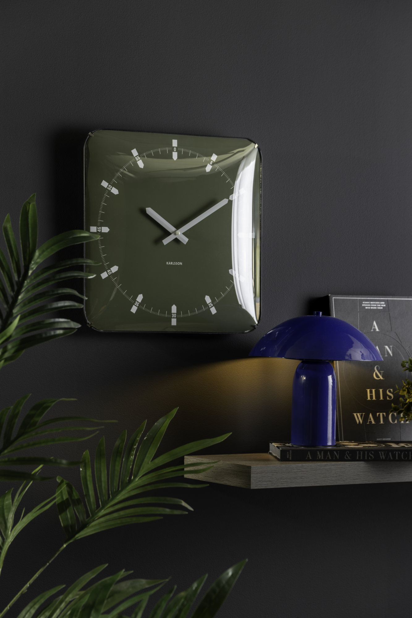 Wandklok Sucinto Dome Square Luxegroen