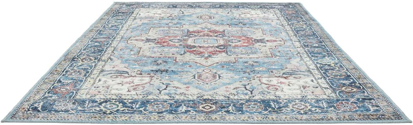 RugVista Georgia Oriental, Teppich, Moderne Teppiche, 230 x 160 cm, Rechteckig, Mittlerer Stapel, Wohnzimmer, Schlafzimmer, Maschinenwäsche, Oeko_tex_100, Blau/Multi