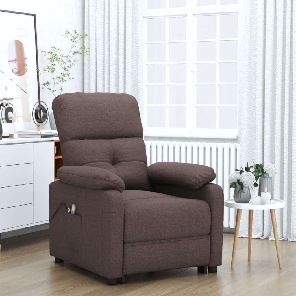 vidaXL Elektrische massagestoel, donkerbruin, stoffen bekleding