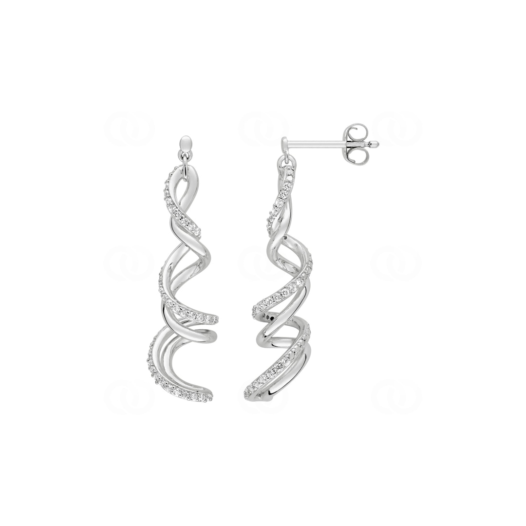 Ohrhänger 925 Silber rhodiniert Spirale mit Zirkonia