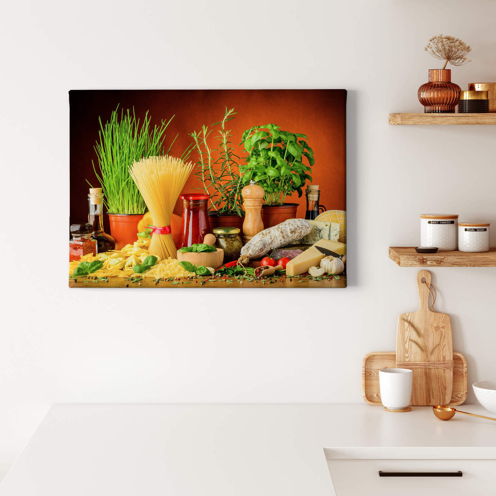 Leinwandbild ITALIENISCHE KÜCHE - orange - 70x50 cm