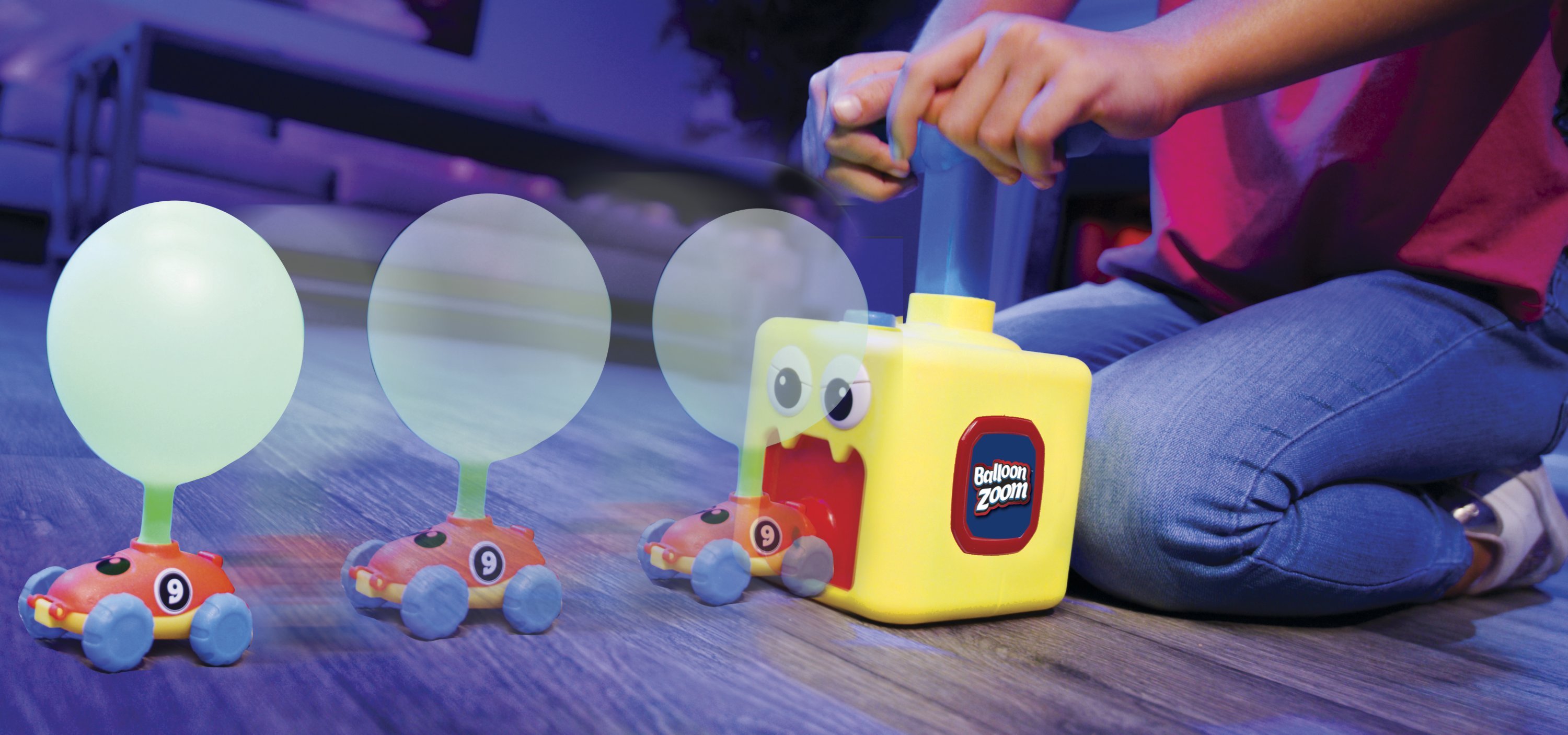 Balloon Zoom - Ballonbetriebenes, fahrendes & fliegendes Spielzeugset