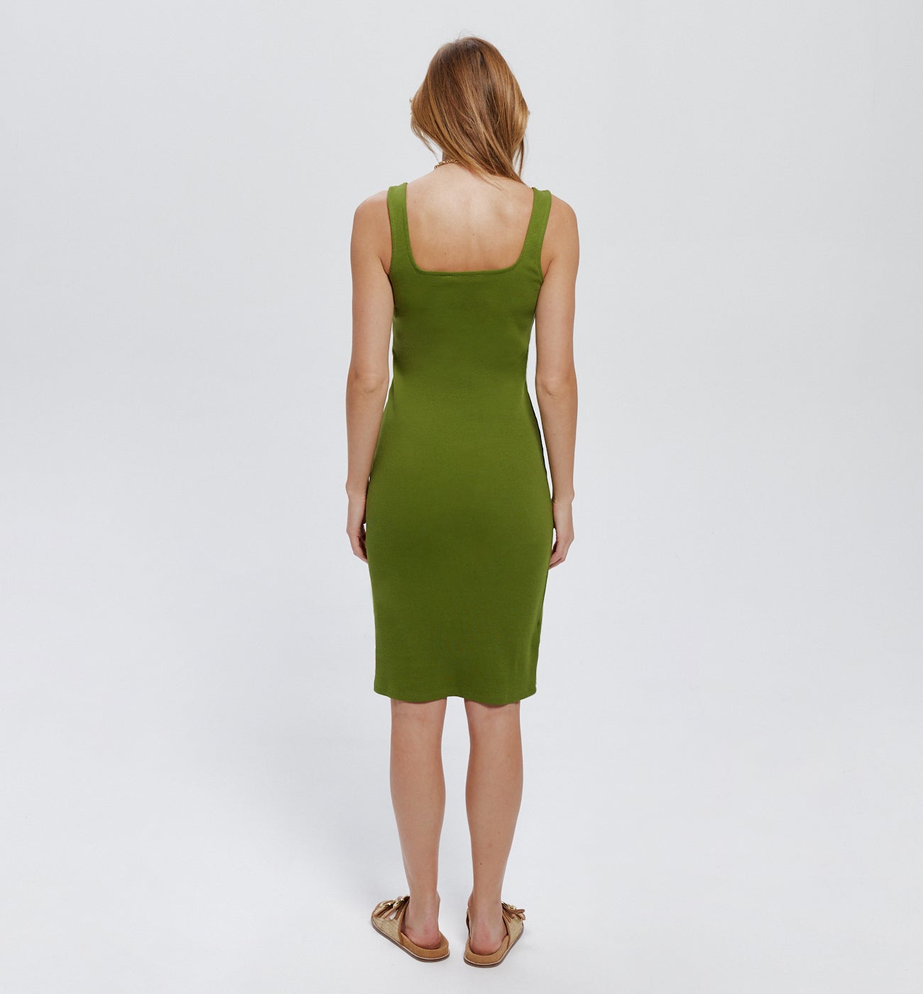 Robe-débardeur unie Femme - Vert olive