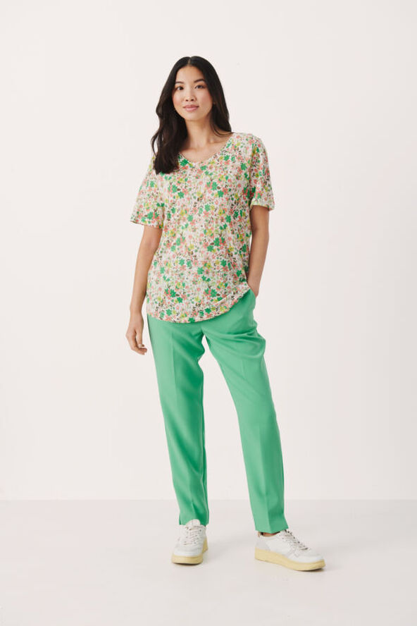 Part Two NemiasPW TS - 100% Hør Green flower print