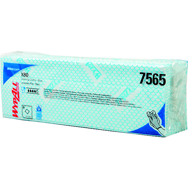 Lavettes non-tissées Wypall X50 Kimberly-Clark bleues, lot de 50