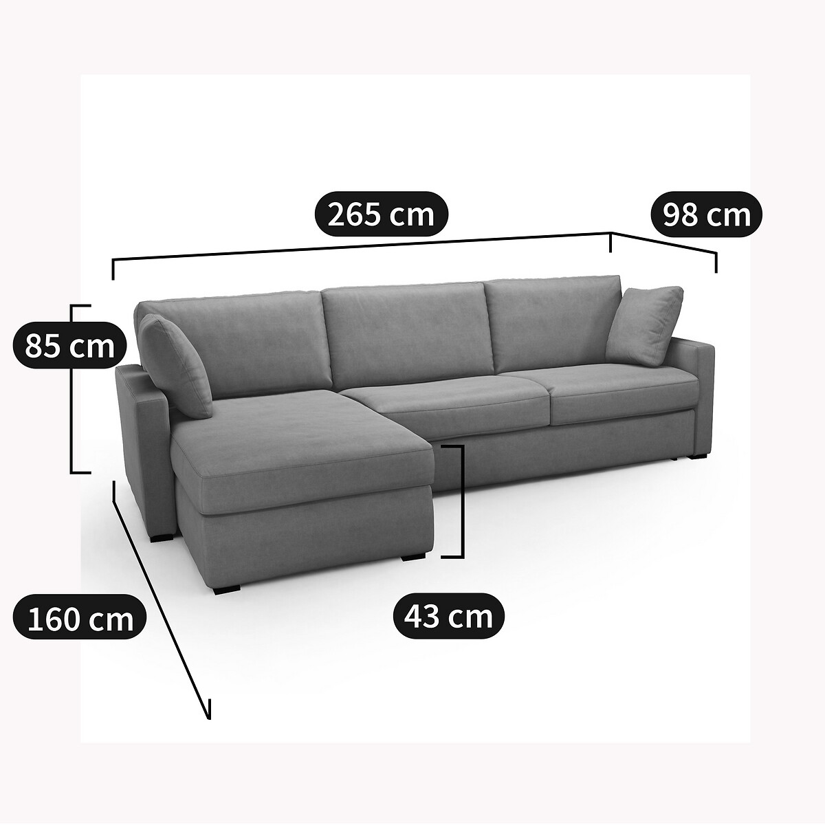 LA REDOUTE INTERIEURS<br>Sofá cama de canto em veludo, Bultex, Timor