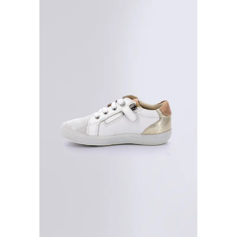 Kickpom Blanc argent BASKETS BASSES Cuir  Fille