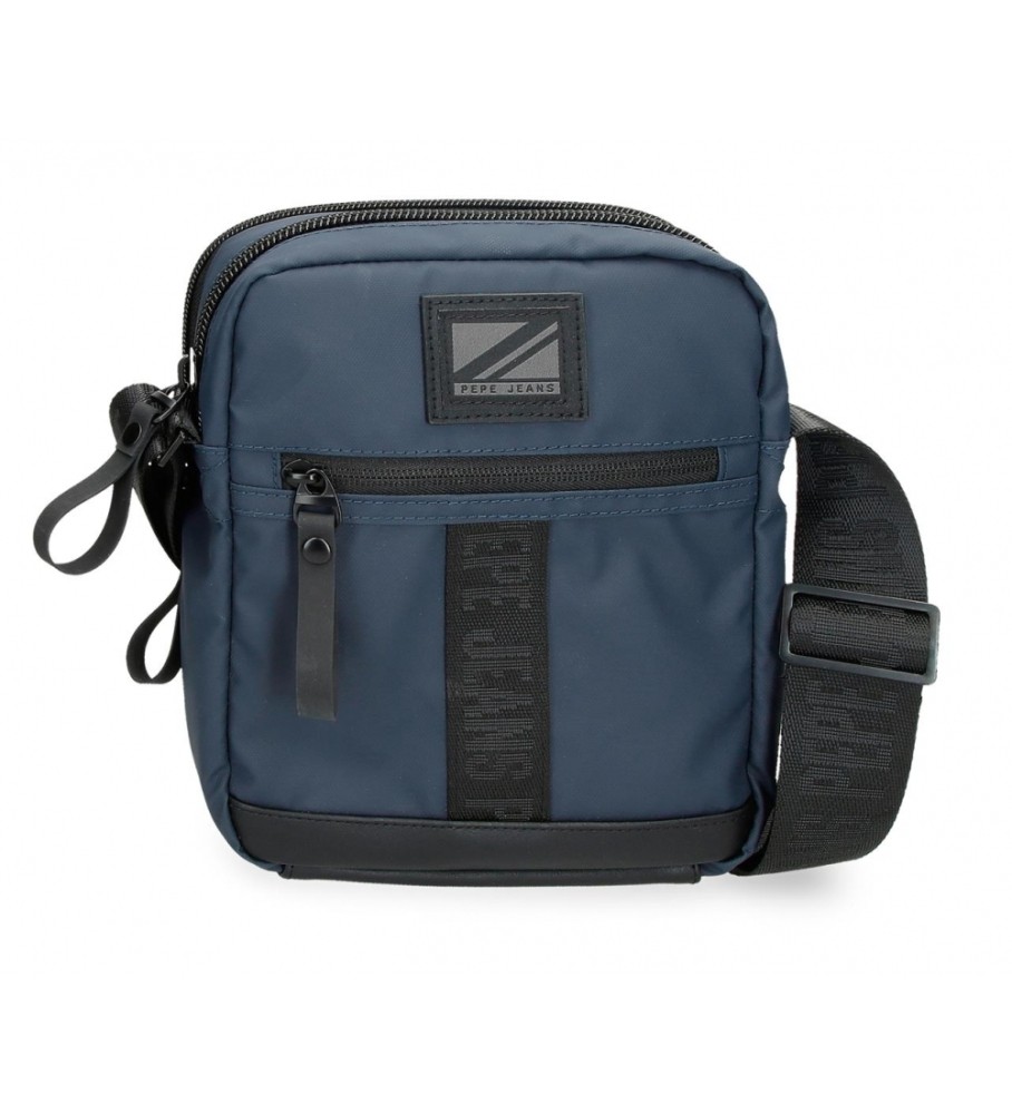 Bolsa de ombro Pepe Jeans Hoxton com dois compartimentos na cor azul marinho