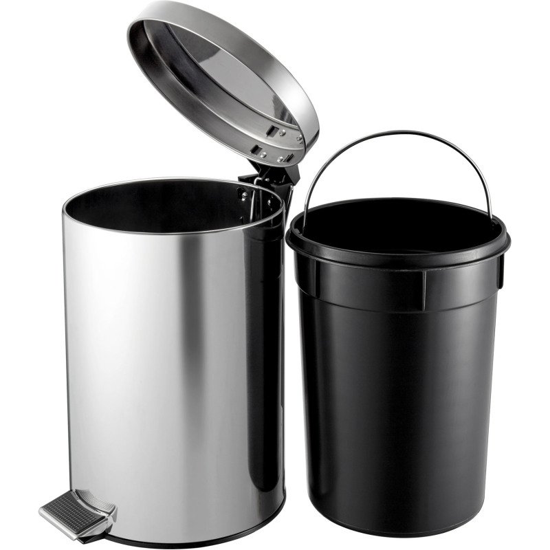Poubelle métal à pédale ronde, 12 litres