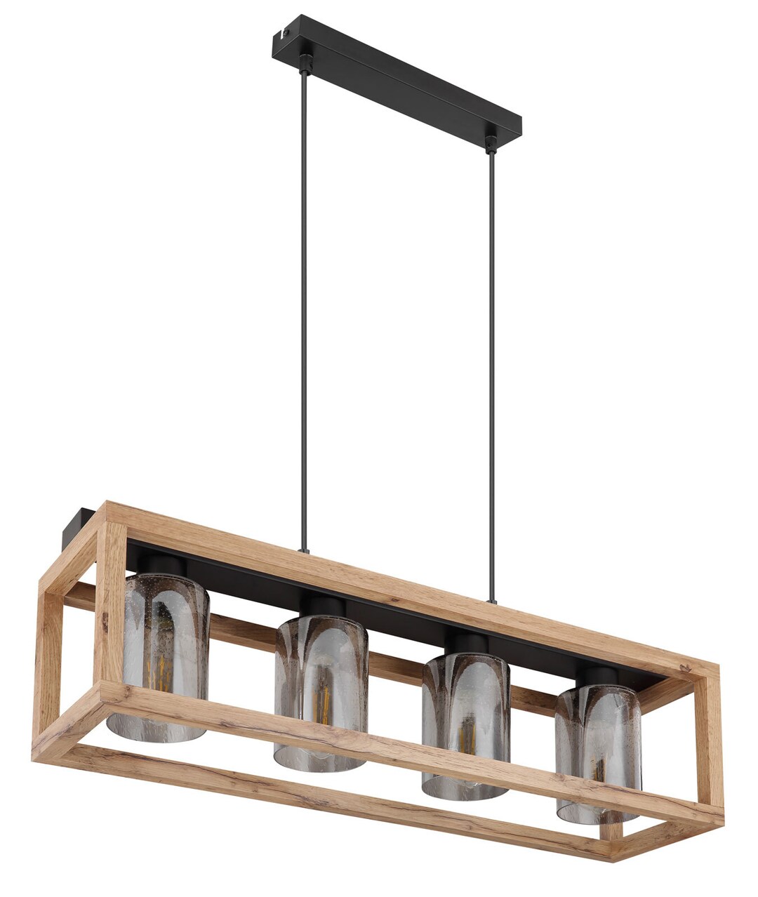 PETTEY Pendellampe schwarz 15497-4H, B/H/T: 75 x 120 x 20 cm, Glas, Metall