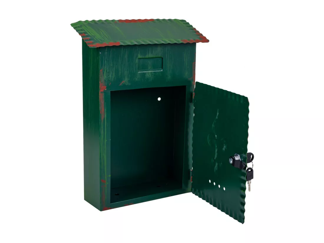 Boîte aux lettres en métal vert 27x11x37h