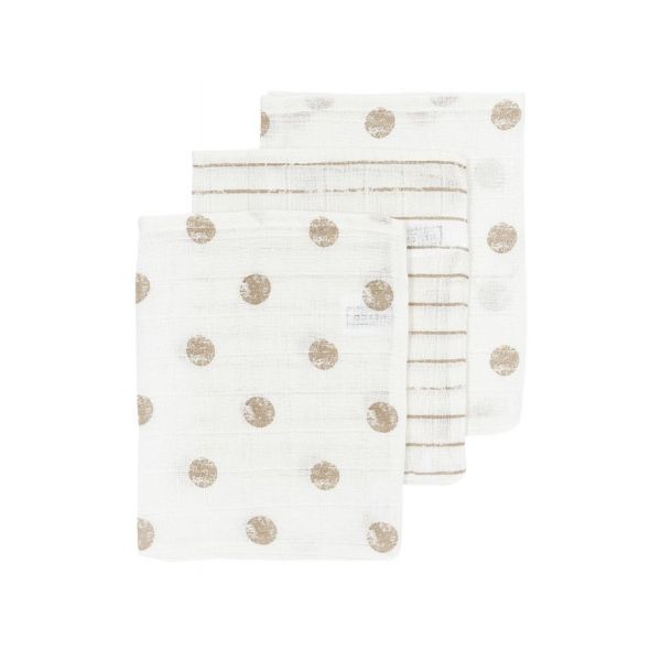 Meyco Washandjes - Dot Stripes - Sand - 3 Stuks