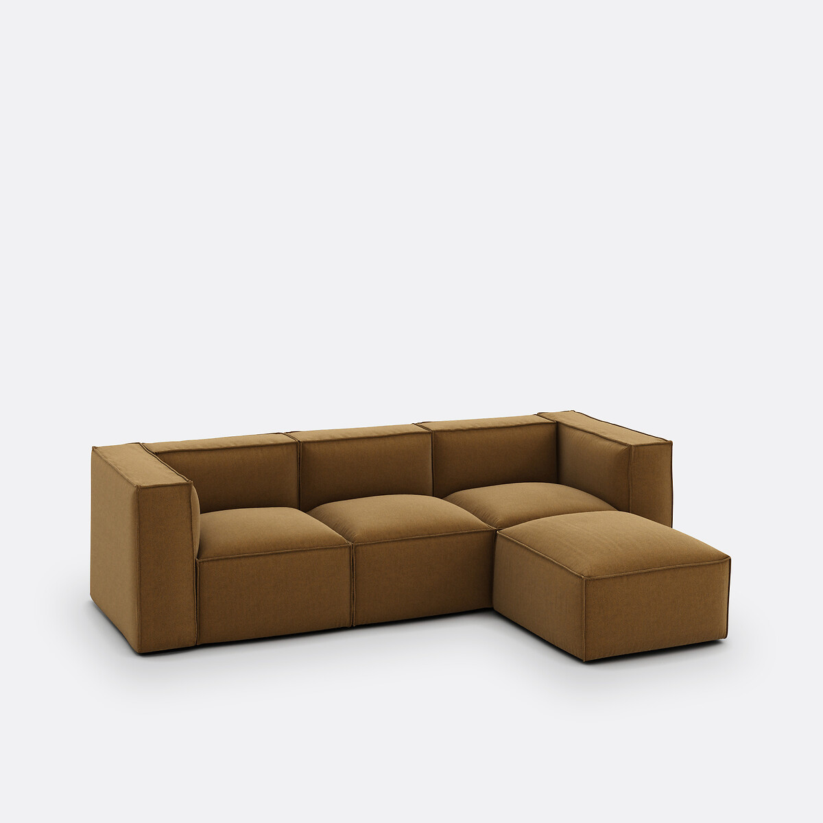 LA REDOUTE INTERIORS<br>Sofá modular de 3 lugares com pufe, tecido texturizado Seven