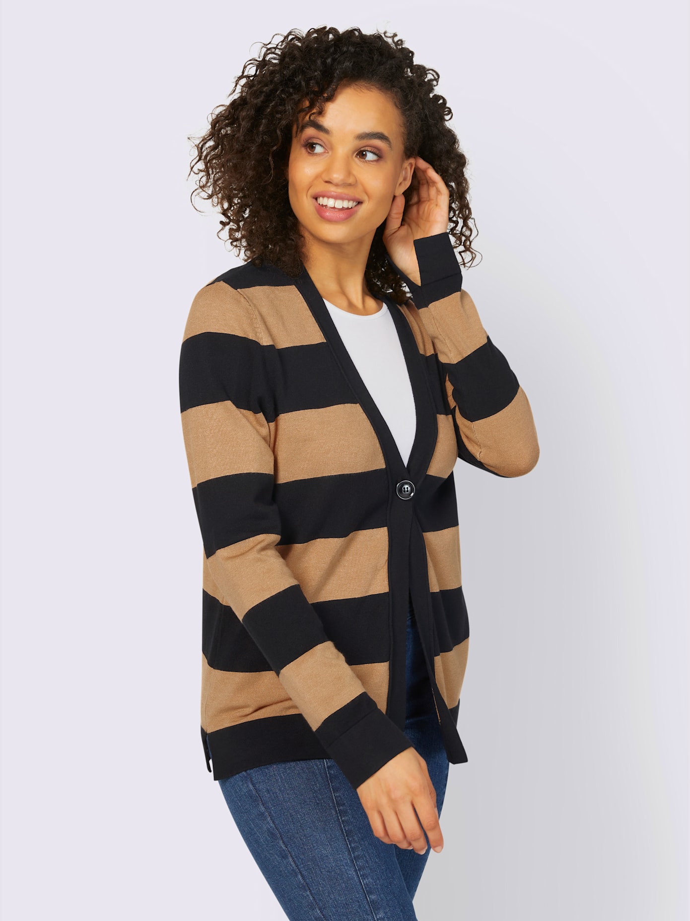 Veste en tricot larges rayures