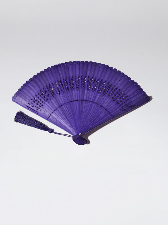 Leque de bambu perfurado - Violeta