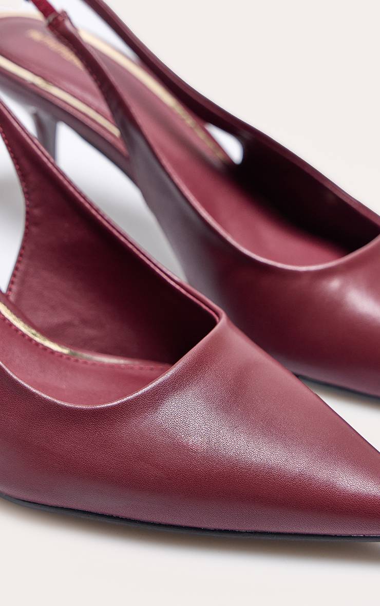 Rouge Bordeaux Escarpins À Bout Pointu Et Bride Arrière En Synthétiquecuir À Talon Moyen