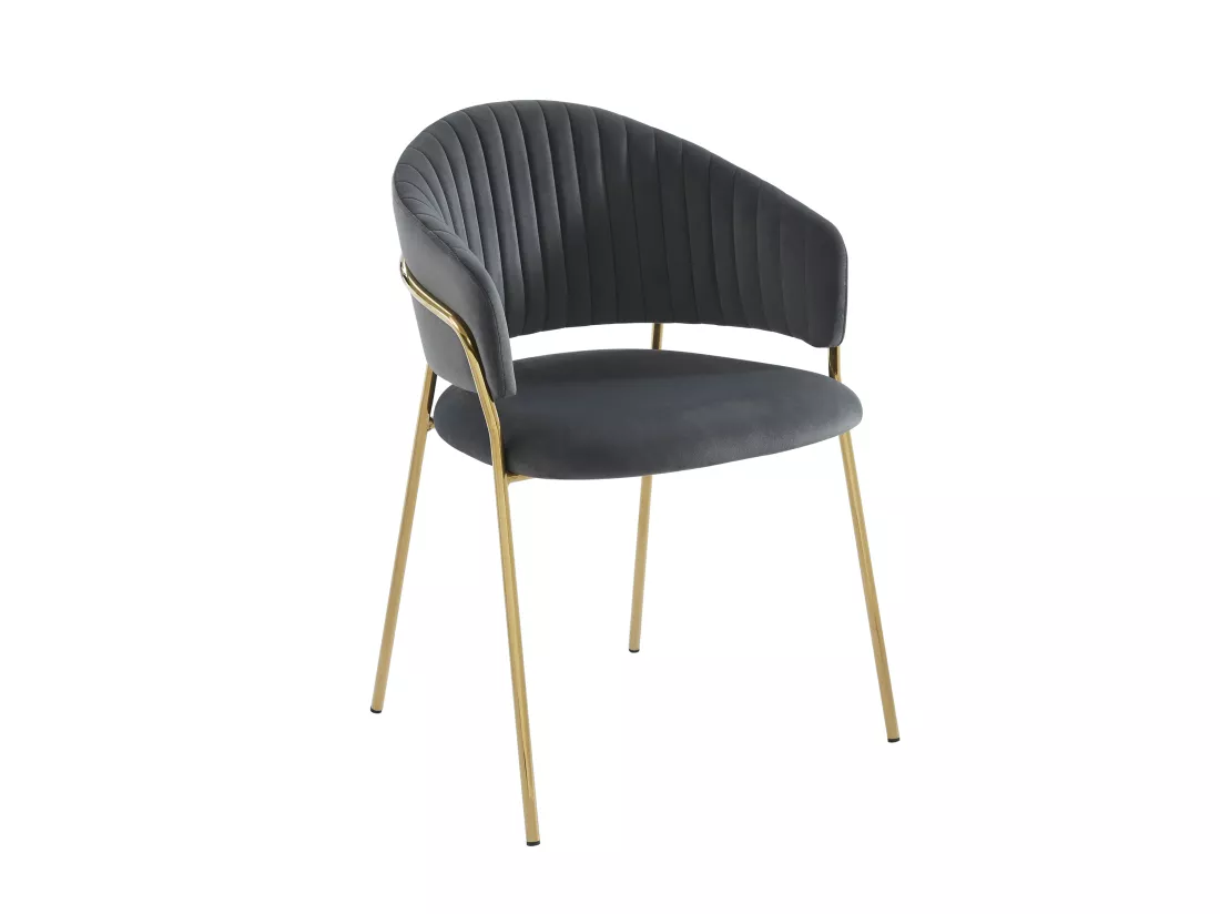 Lot de 2 chaises en velours et métal doré - Gris - MADOLIA de Pascal MORABITO