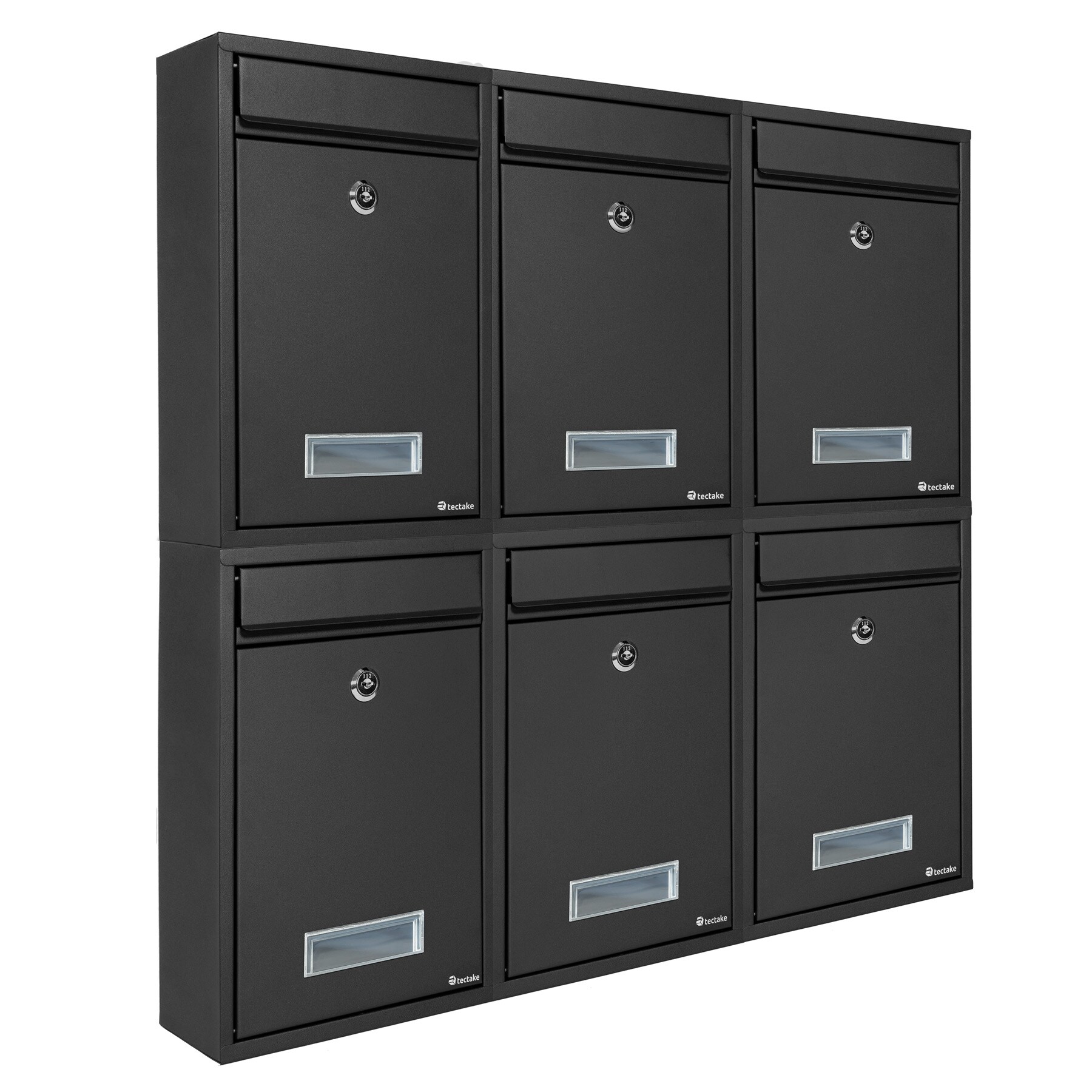 tectake® Briefkasten, aus beschichtetem Stahl, erweiterbar, inklusive Namensschild, 215 x 90 x 320 mm
