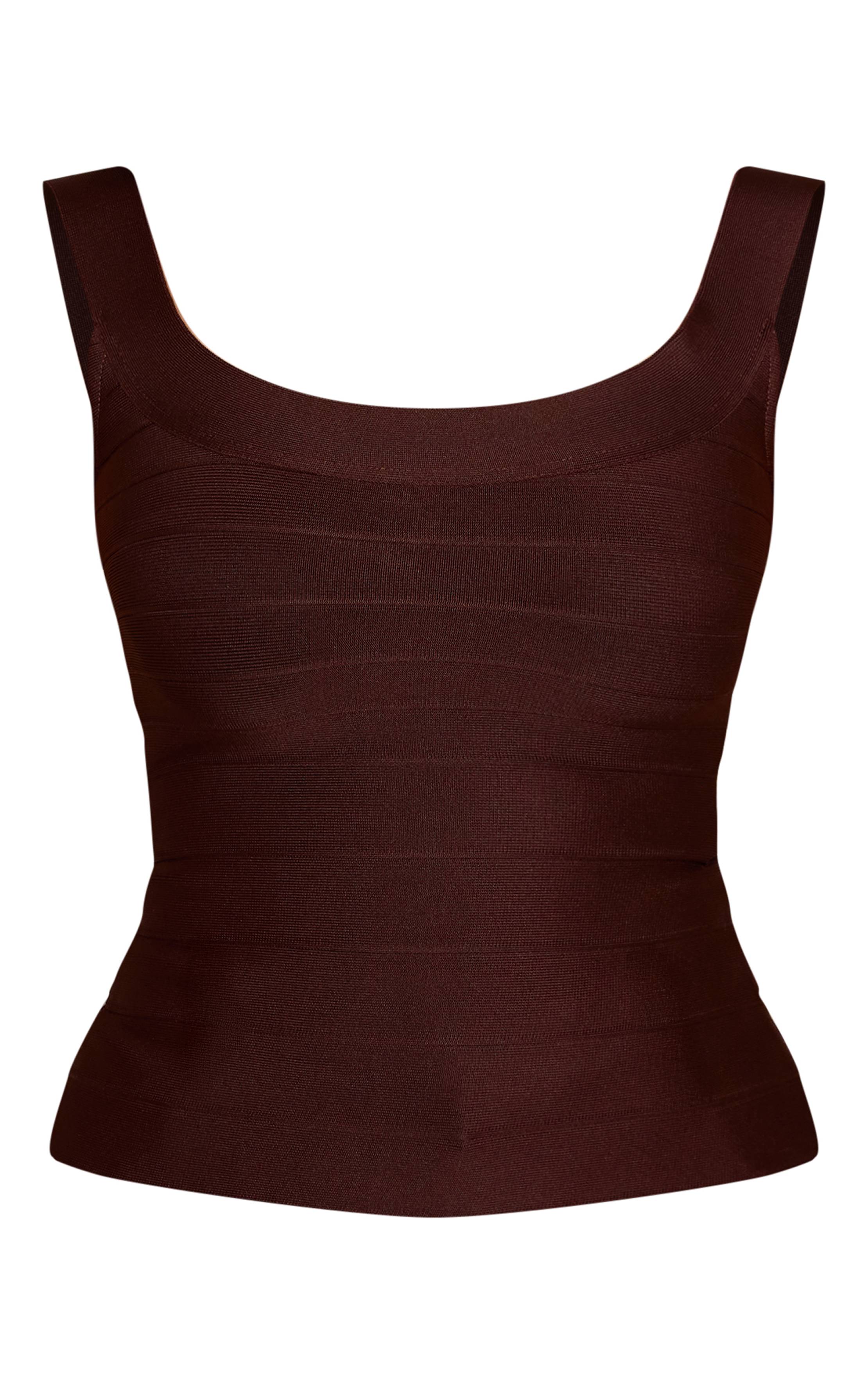 Chocolat Top À Encolure Dégagée Bandage Shape