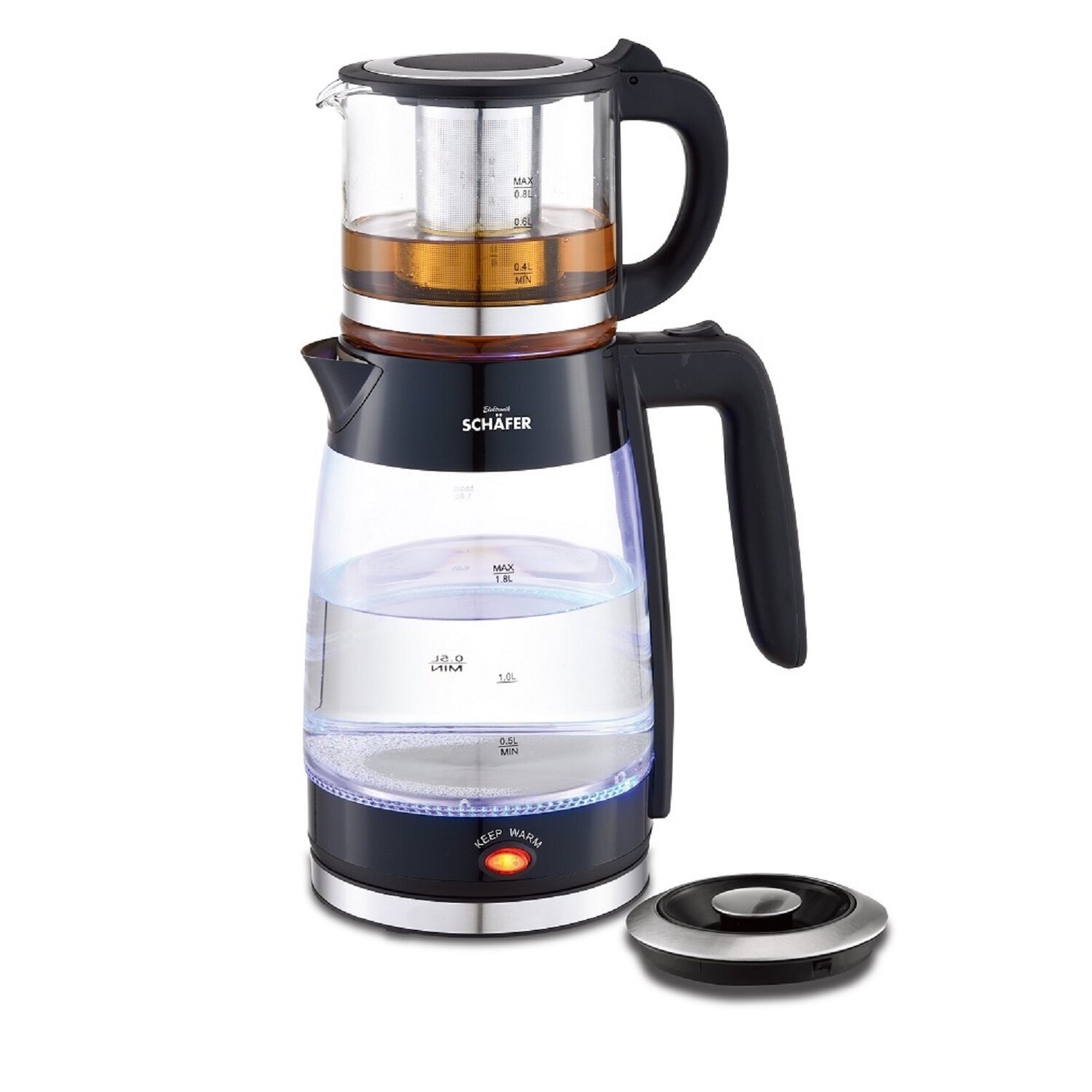 Glas-Teekocher 1,8/0,8 Liter 2200W